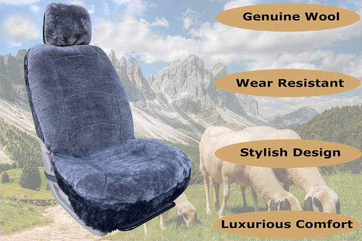 GENUINE AUSTRALIAN SHEARED WOOL SHEEPSKIN CAR SEAT COVER CURVE PATTERN