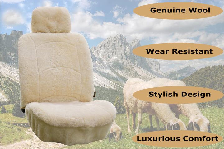 GENUINE AUSTRALIAN SHEARED WOOL SHEEPSKIN CAR SEAT COVER CURVE PATTERN