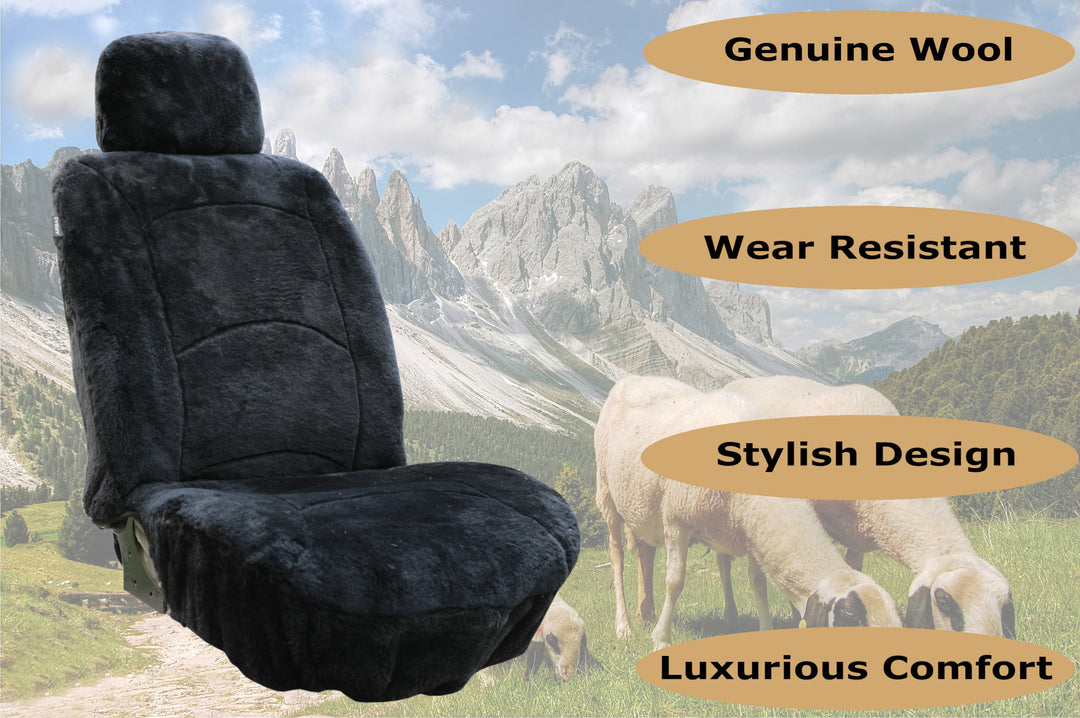 GENUINE AUSTRALIAN SHEARED WOOL SHEEPSKIN CAR SEAT COVER CURVE PATTERN