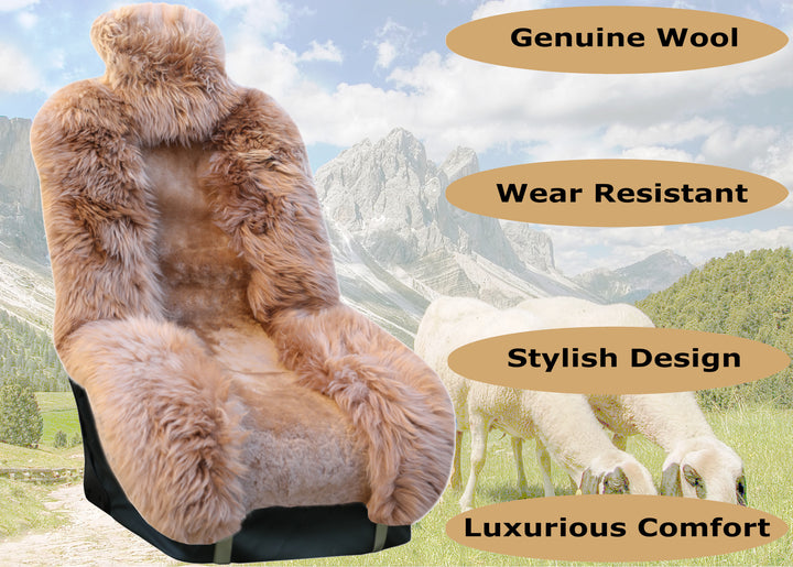 Genuine Australian Sheepskin Car Seat Covers ( x 1) - Coffee