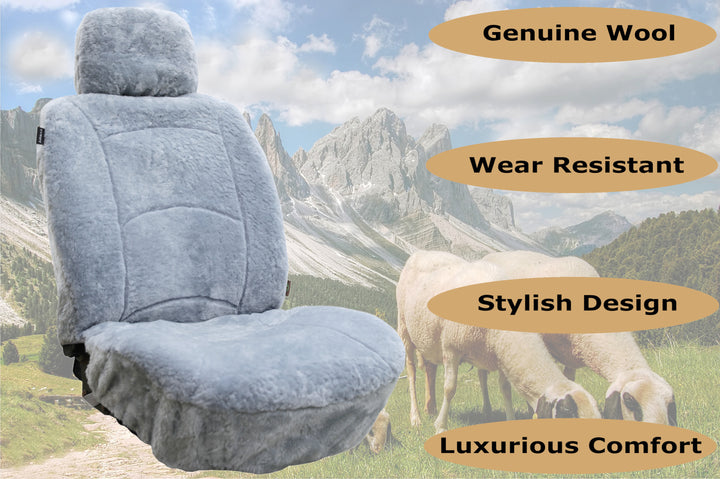 GENUINE AUSTRALIAN SHEARED WOOL SHEEPSKIN CAR SEAT COVER CURVE PATTERN