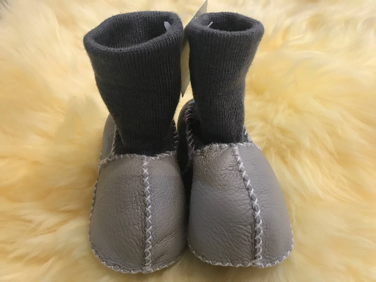 Sheepskin Baby Booties - Grey