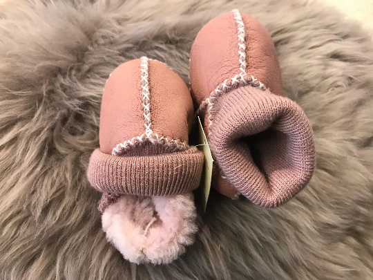 Sheepskin Baby Booties - Grey