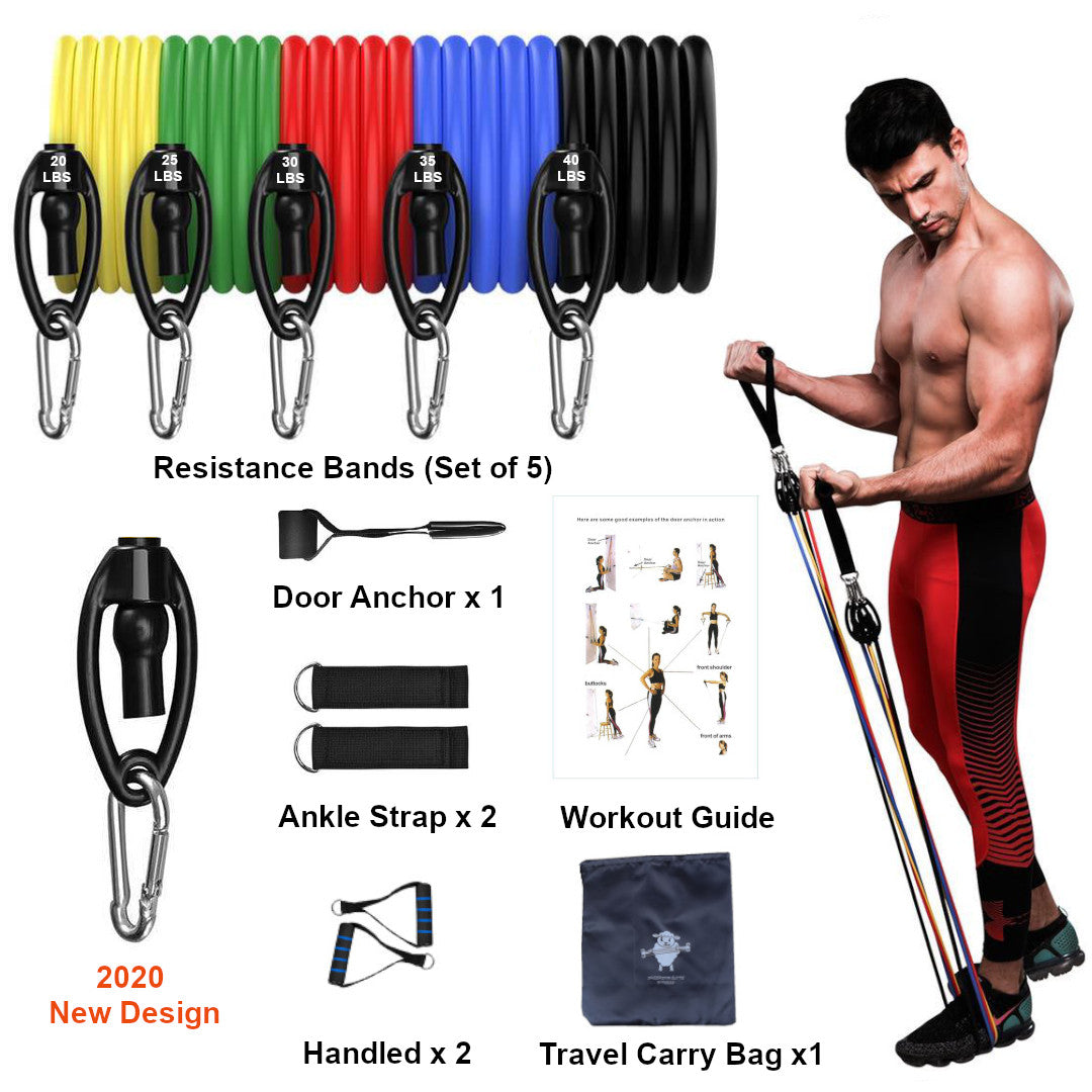 Sheepskin Elite Fitness Workout Resistance Bands Set (2020 new design)