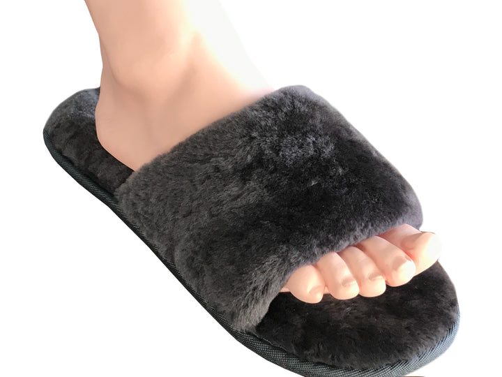 Sheared Sheepskin Slippers -  Gray