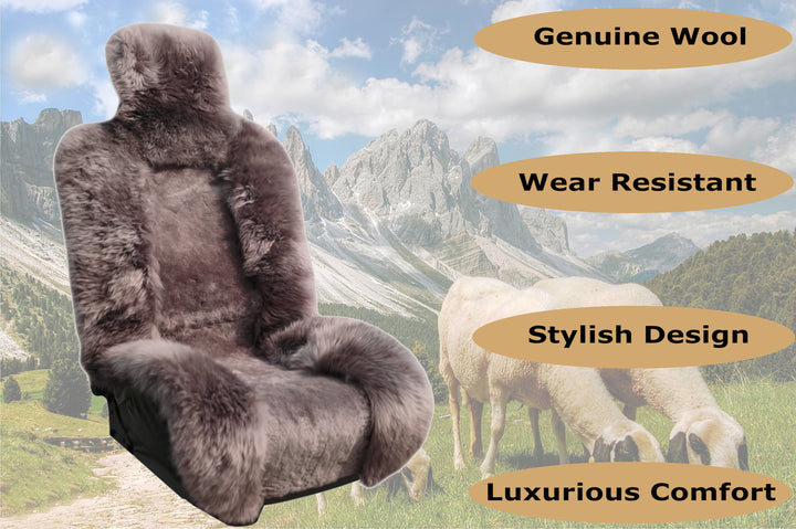 Genuine Australian Sheepskin Car Seat Covers ( x 1) - Brown