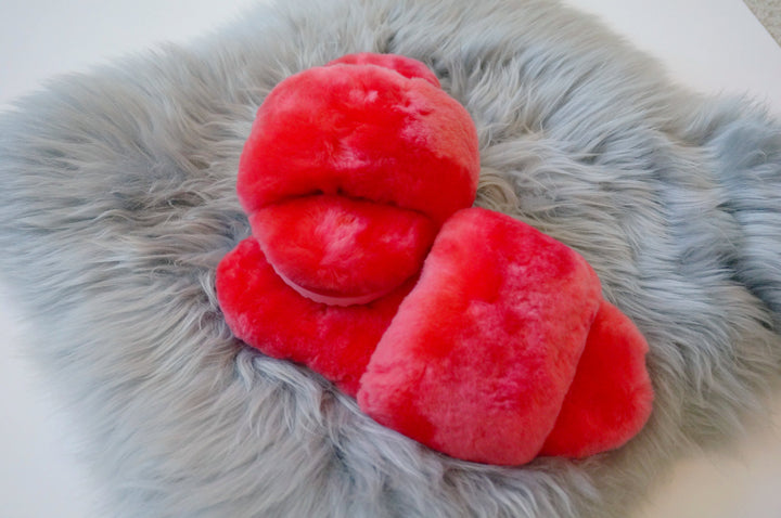 Australian Sheepskin Fluffy Slipper - Watermelon Red