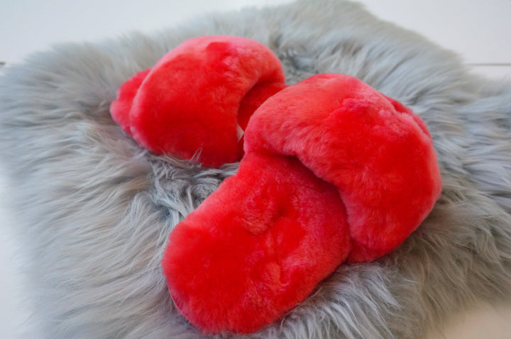 Australian Sheepskin Fluffy Slipper - Watermelon Red