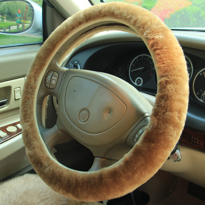 Sheepskin Steering Wheel Cover - Light Brown