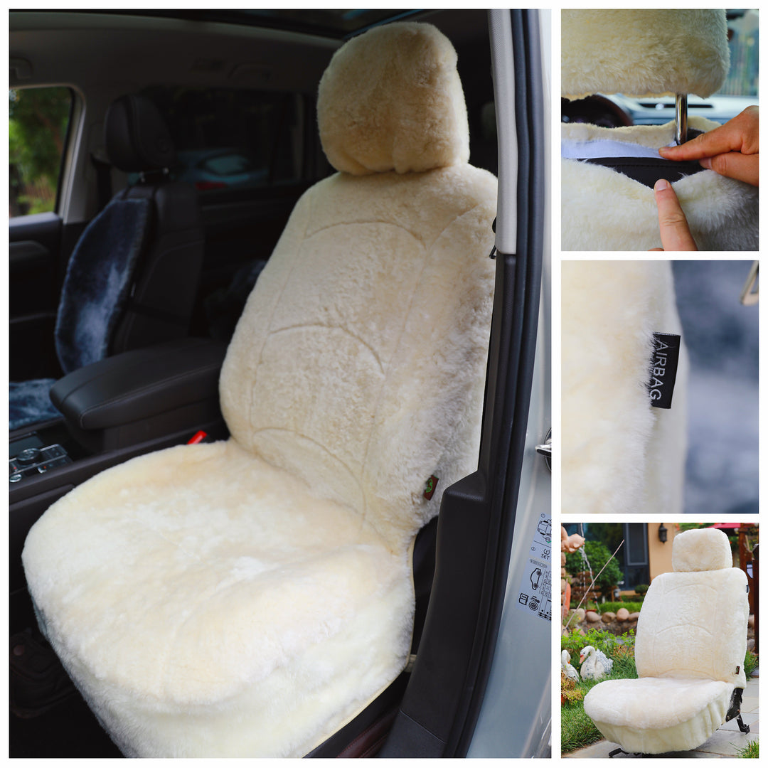 GENUINE AUSTRALIAN SHEARED WOOL SHEEPSKIN CAR SEAT COVER CURVE PATTERN