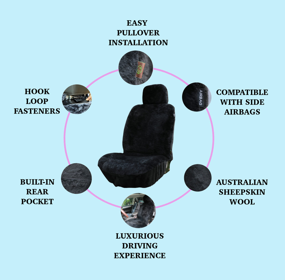 Genuine Australian Sheared Wool Sheepskin Car Seat Covers