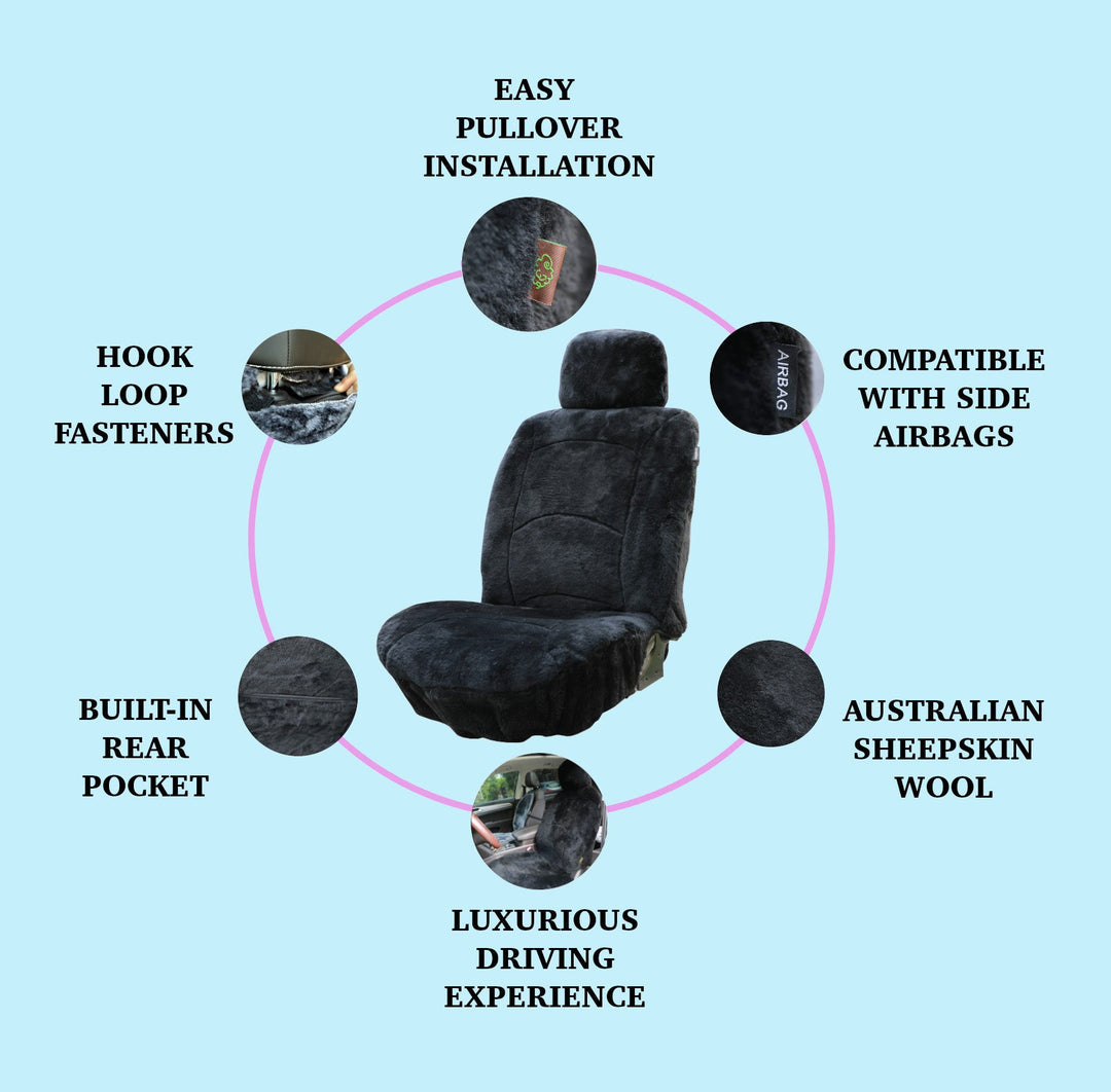 GENUINE AUSTRALIAN SHEARED WOOL SHEEPSKIN CAR SEAT COVER CURVE PATTERN