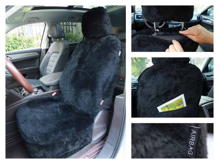 GENUINE AUSTRALIAN SHEARED WOOL SHEEPSKIN CAR SEAT COVER CURVE PATTERN