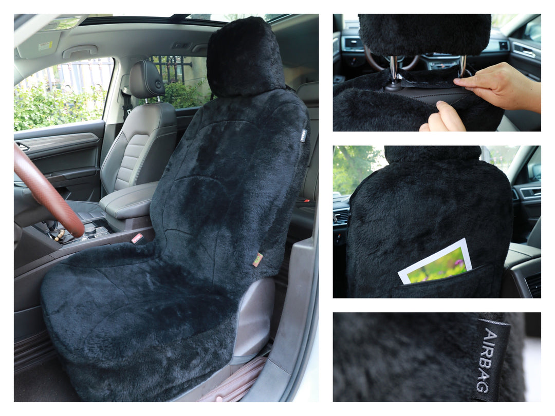 GENUINE AUSTRALIAN SHEARED WOOL SHEEPSKIN CAR SEAT COVER CURVE PATTERN