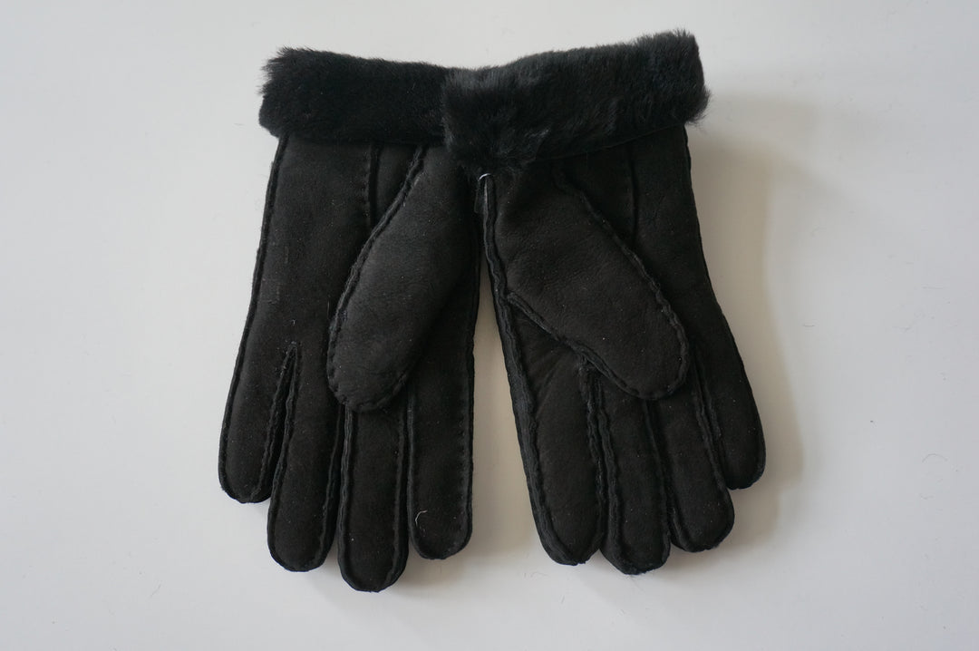 Ladies Sheepskin Gloves - butterfly decoration (Small)