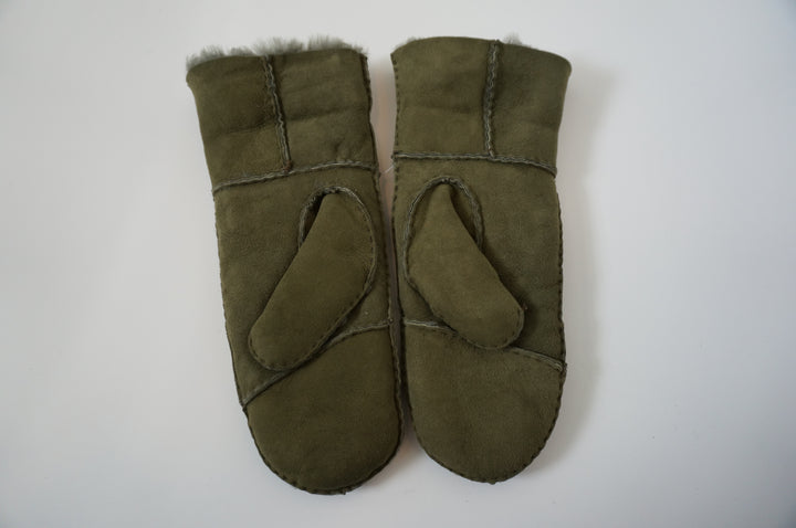 Ladies Sheepskin Mittens - Dark Green