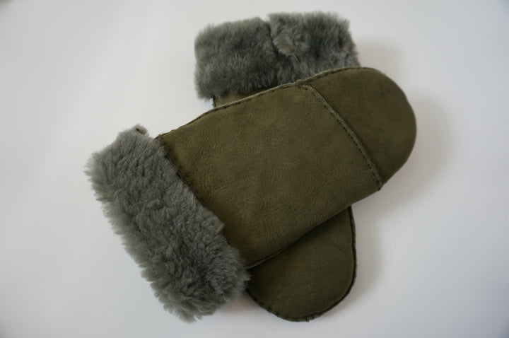 Ladies Sheepskin Mittens - Dark Green