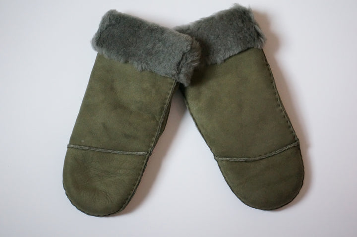 Ladies Sheepskin Mittens - Dark Green