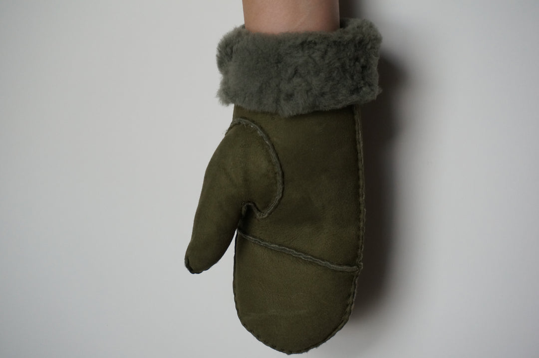 Ladies Sheepskin Mittens - Dark Green