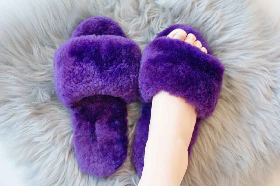 Australian Sheepskin Fluffy Slipper - Purple