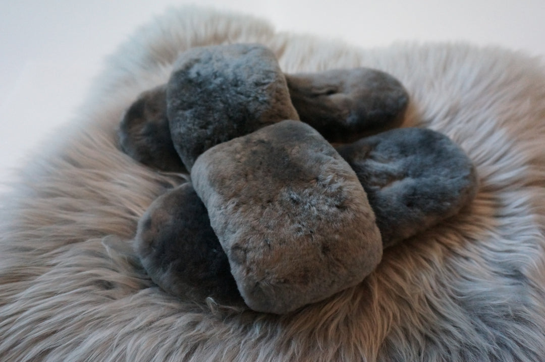 Australian Sheepskin Fluffy Slipper - Light Grey