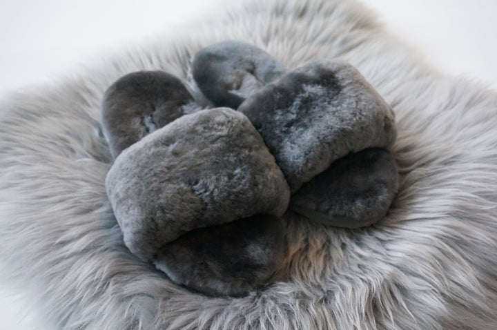 Australian Sheepskin Fluffy Slipper - Light Grey