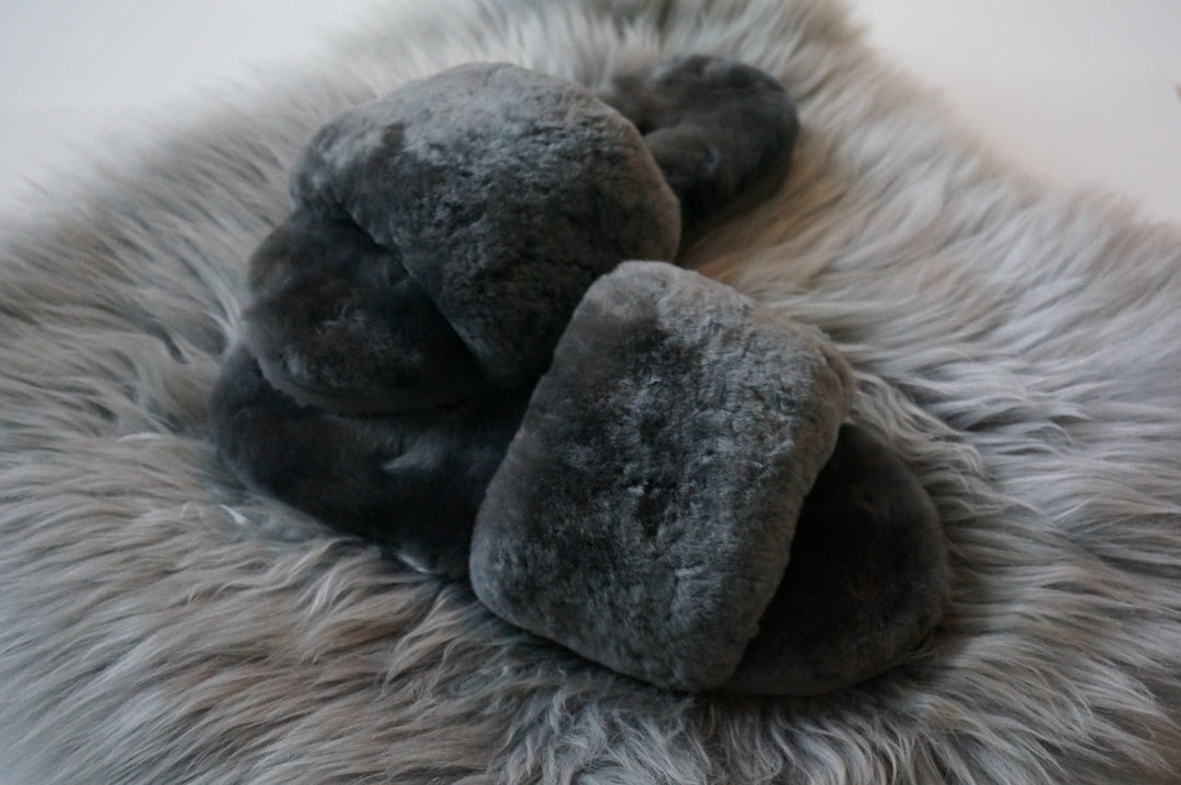 Australian Sheepskin Fluffy Slipper - Light Grey