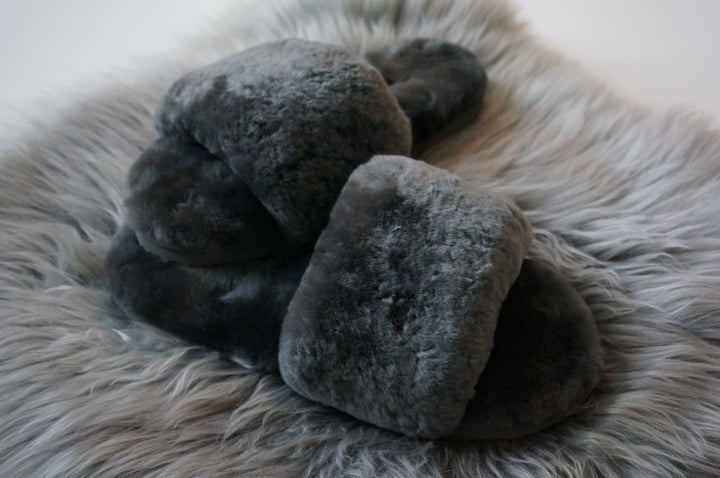 Australian Sheepskin Fluffy Slipper - Light Grey