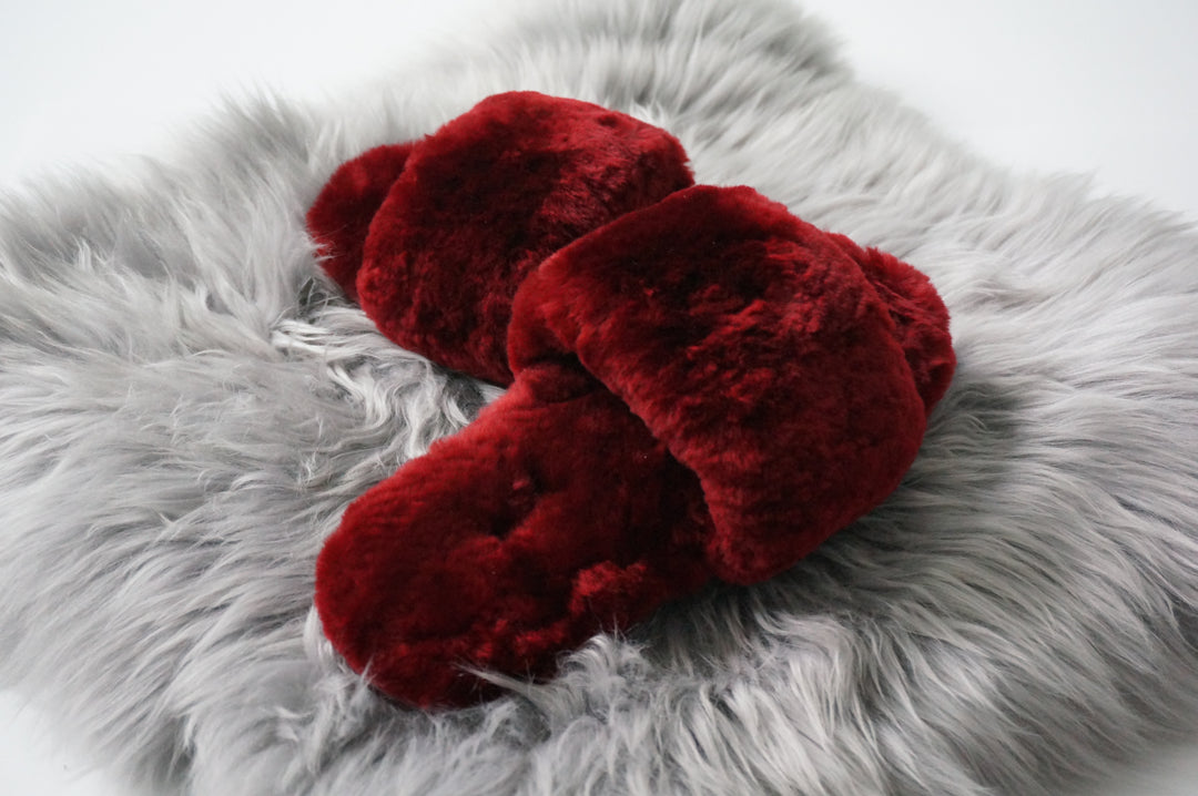 Australian Sheepskin Fluffy Slipper - Dark Red