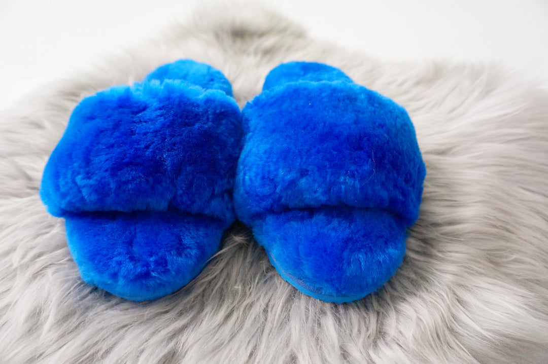 Australian Sheepskin Fluffy Slipper - Blue