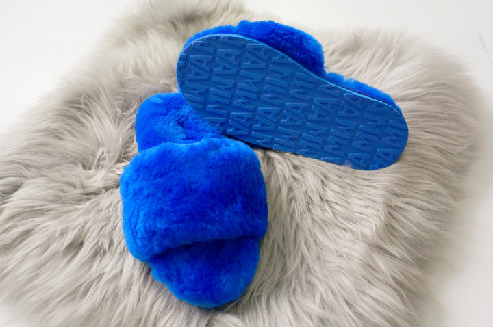 Australian Sheepskin Fluffy Slipper - Blue