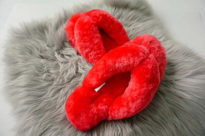 Australian Sheepskin Fluffy Flip-flop - Watermelon Red