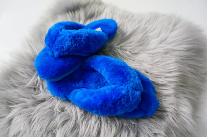 Australian Sheepskin Fluffy Flip-flop - Blue