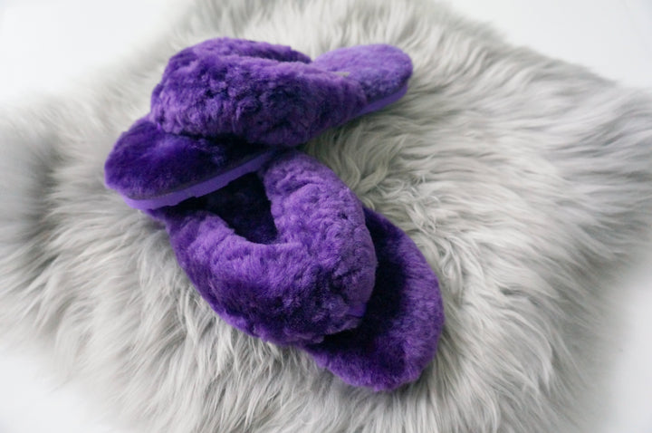 Australian Sheepskin Fluffy Flip-flop - purple