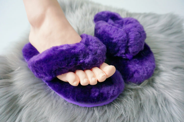 Australian Sheepskin Fluffy Flip-flop - purple