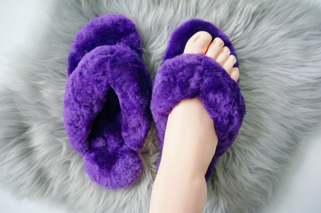 Purple sheepskin slippers best sale