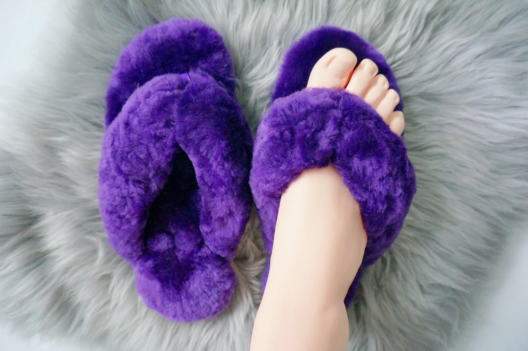 Australian Sheepskin Fluffy Flip-flop - purple