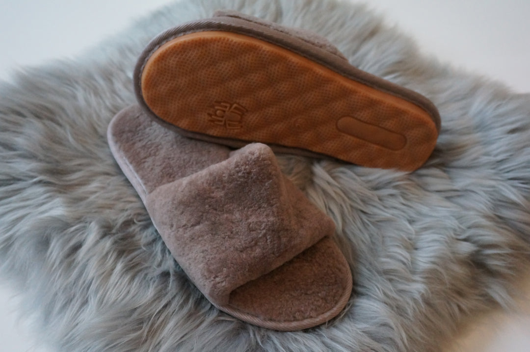 Sheared Sheepskin Slippers -  Lotus Brown