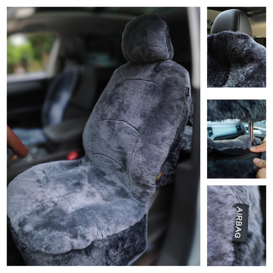 GENUINE AUSTRALIAN SHEARED WOOL SHEEPSKIN CAR SEAT COVER CURVE PATTERN