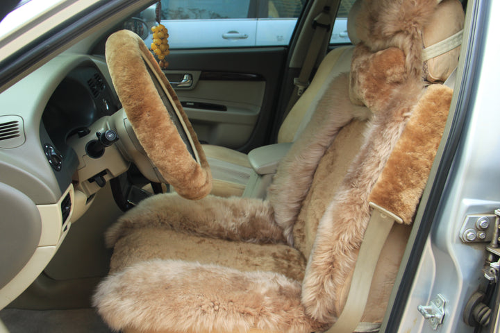 Sheepskin Steering Wheel Cover - Light Brown