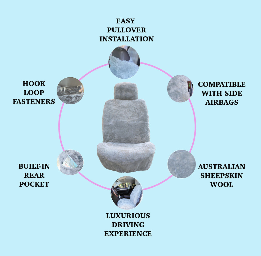 Genuine Australian Sheared Wool Sheepskin Car Seat Covers