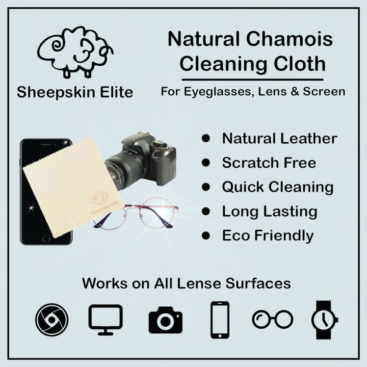 Natural Chamois Leather Camera Lens Eyeglasses Cleaning Cloth (4 Packs)