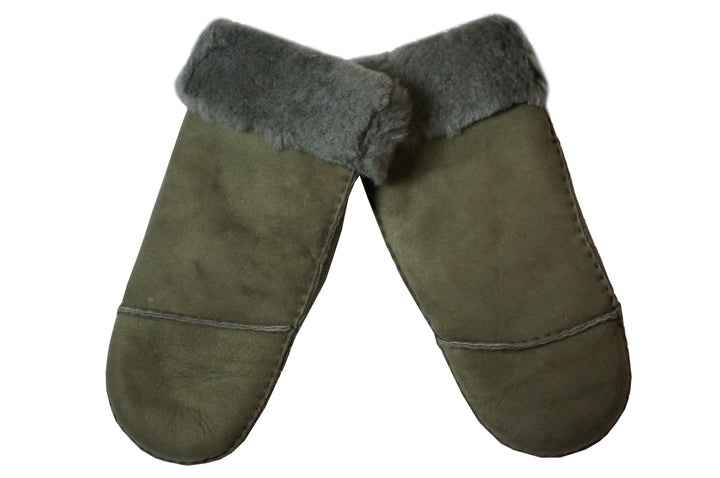 Ladies Sheepskin Mittens - Dark Green