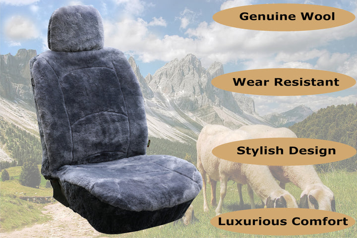 GENUINE AUSTRALIAN SHEARED WOOL SHEEPSKIN CAR SEAT COVER CURVE PATTERN