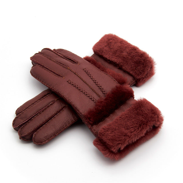 Classic Sheepskin Fur Leather Gloves (Multiple Colors)